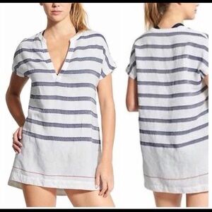 EUC ATHLETA Stripe Linen Summer Swimsuit Coverup. Medium